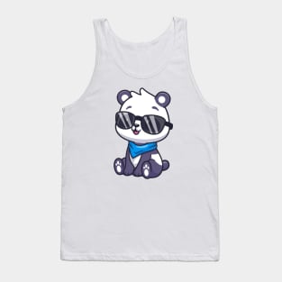 Cute Panda Sitting Wearing Glasses Cartoon Tank Top